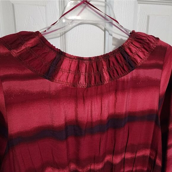 New Terra & Sky Dress Peasant Tiered Long Sleeve Maxi Tuscan Rose Plus Size - Picture 8 of 13